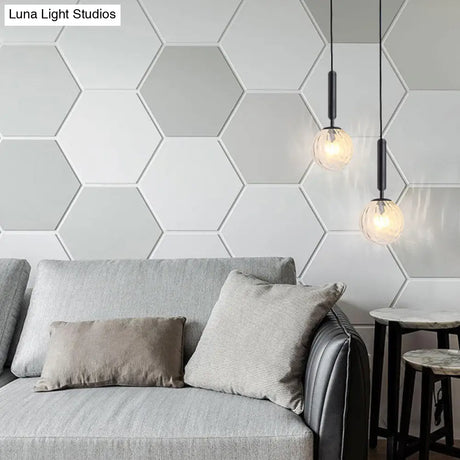 Modern Clear Prism Glass Pendant Light - 1 Head Hanging Lamp In Black/Brass