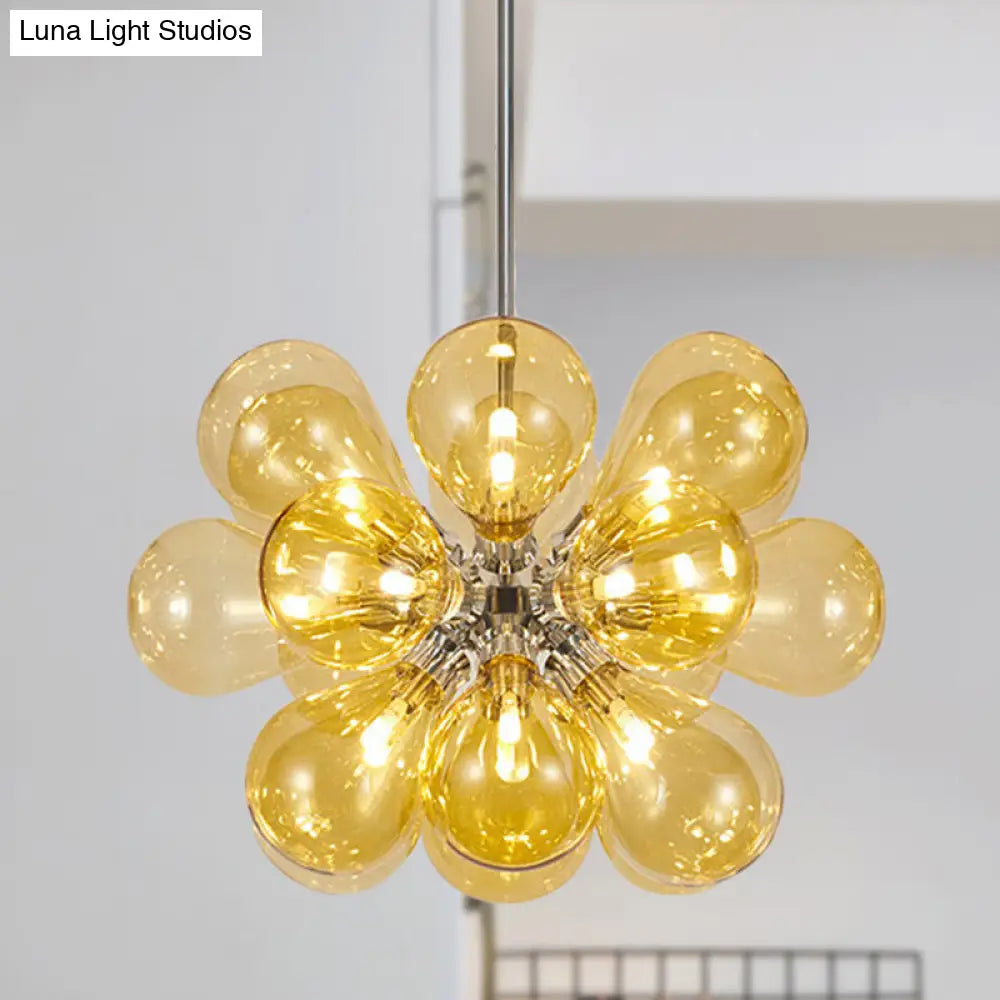 Modern 18-Head Cognac Glass Bubble Ceiling Light Chandelier Fixture