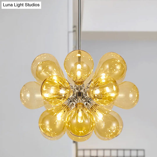 Modern Cognac Glass Bubble Chandelier - 18-Head Hanging Ceiling Light Fixture