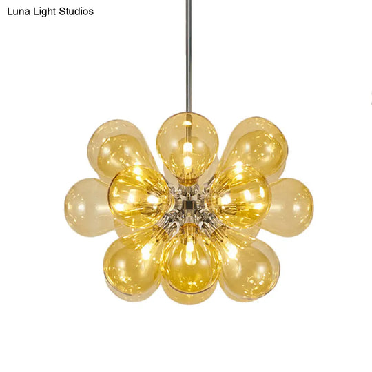 Modern 18-Head Cognac Glass Bubble Ceiling Light Chandelier Fixture
