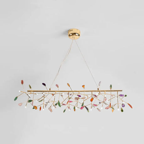 Modern Colorful Island Light Fixture With Agate Stone Pendant For Dining Restaurants 32 / Gold Warm