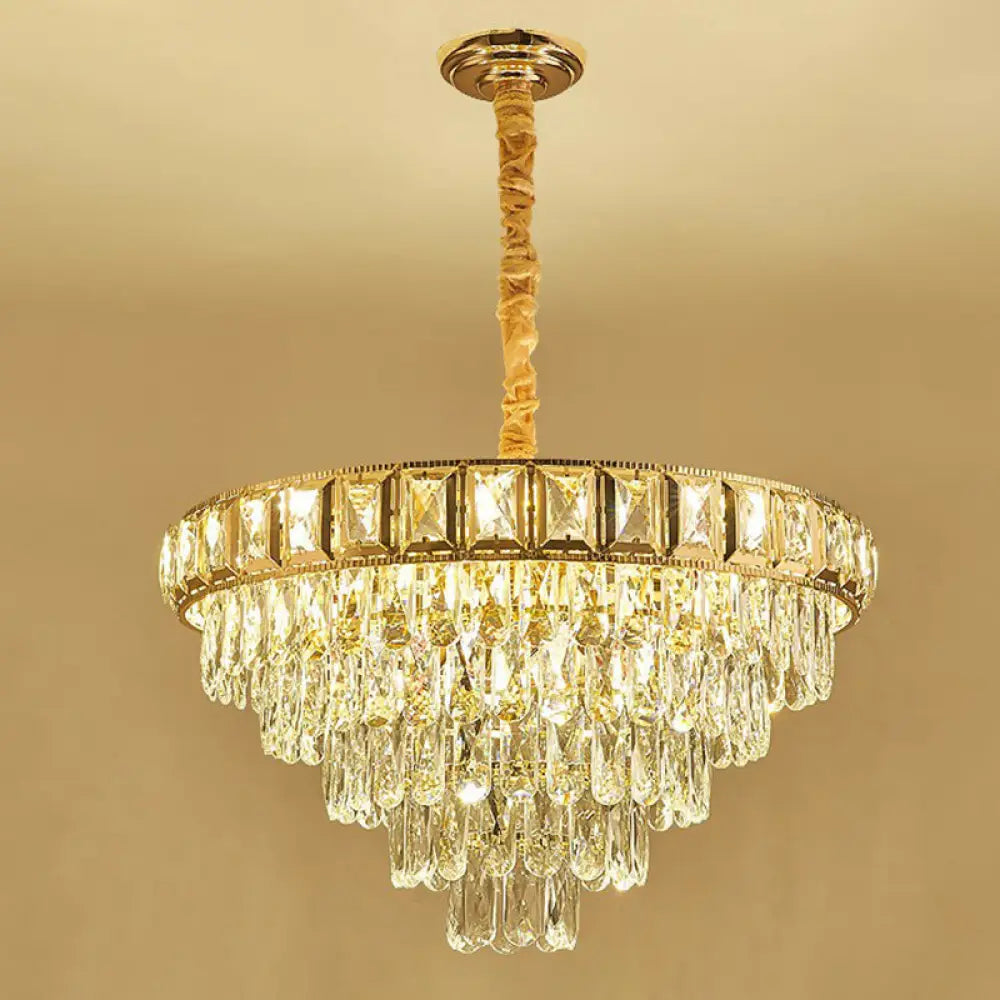 Modern Cone-Shaped Crystal Chandelier For Living Room Clear Minimalistic Design 12 /