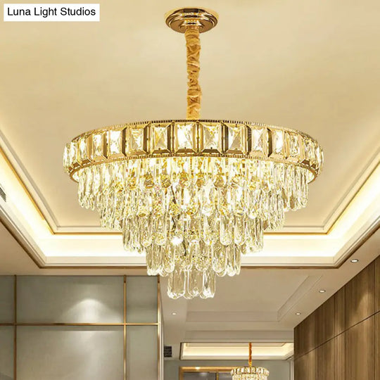 Modern Cone-Shaped Crystal Chandelier For Living Room Clear Minimalistic Design