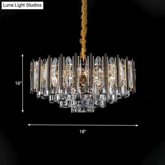 Modern Clear Crystal 7-Light Black Conical Chandelier - Stylish Living Room Pendant Lamp Kit