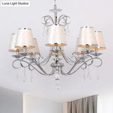 Modern Conical Fabric Shade Pendant Chandelier - 8 Heads Beige