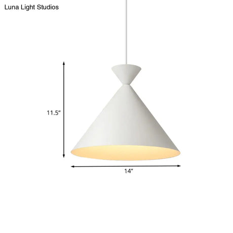 Modern Conical Metal Hanging Ceiling Light - 1-Light Pendant Lamp In White