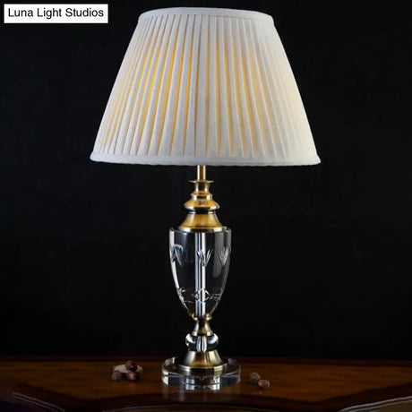Modern Conical Shade Table Lamp For Study - Sleek Grey Desk Light With Fabric & 1 Bulb