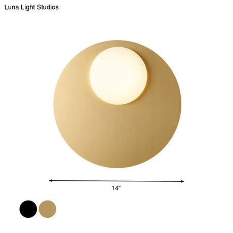 Modern Cream Glass Flush Mount Lamp: Designer 1 - Light Ceiling Fixture With Black/Brass Disk Top