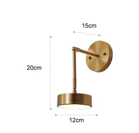 Modern Creative Nordic Bedroom Bedside Full Copper Wall Lamp Three Color Led Light Source Lamps