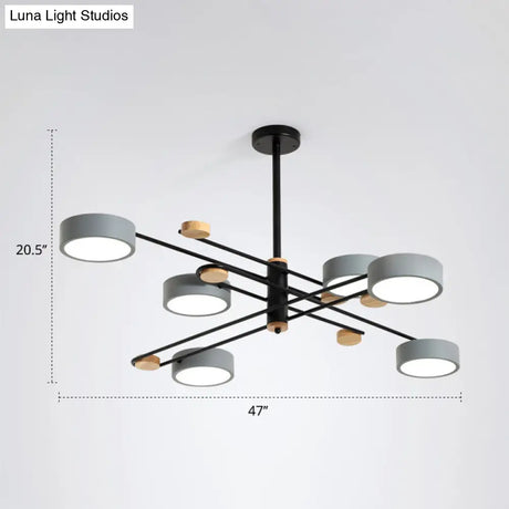 Modern Criss-Cross Led Chandelier - Nordic Style 6-Light Metal Hanging Lamp For Living Room