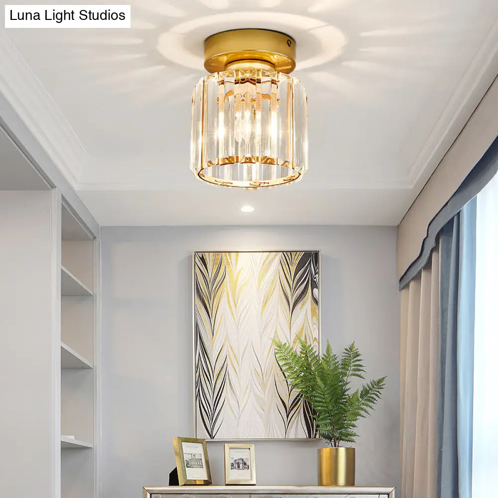 Modern Crystal 1 - Light Corridor Semi Flush Mount Lamp - Small Ceiling Mounted Light