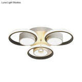 Modern Crystal Ball Circle Ceiling Lamp - 3/5 Lights Flush Mount For Bedroom In Black & White