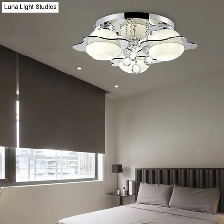 Modern Crystal Ball Flower Ceiling Light Gray Flush Mounted With 3/5/7 Heads In Warm/White