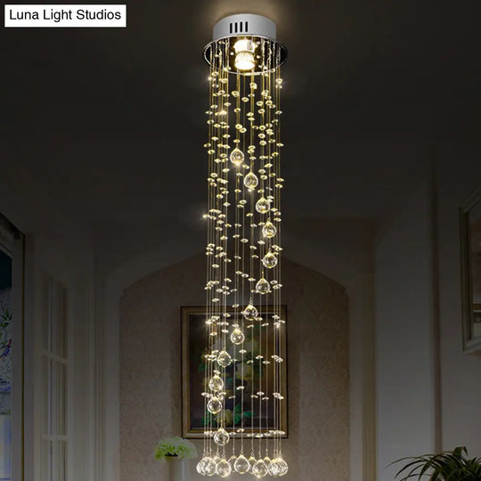 Modern Crystal Ball Flush Ceiling Light Fixture - Nickel Mount With 1