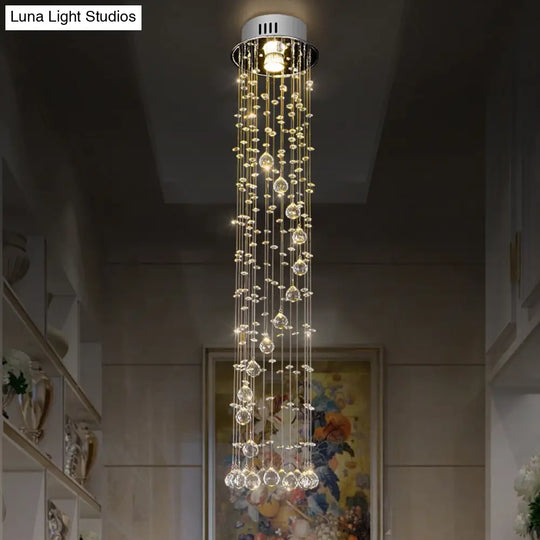Modern Crystal Ball Flush Ceiling Light Fixture - Nickel Mount With 1