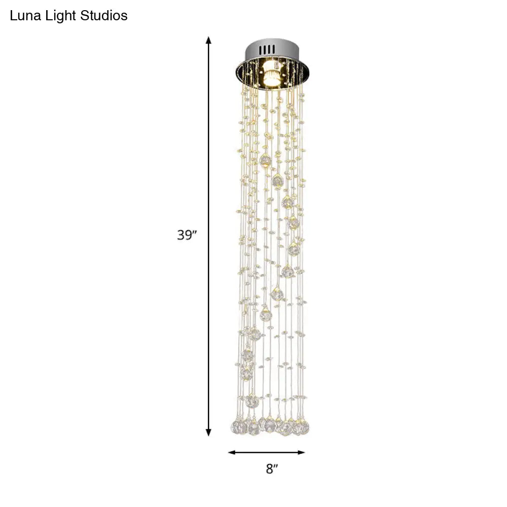 Modern Crystal Ball Flush Ceiling Light Fixture - Nickel Mount With 1
