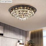 Modern Crystal Ball Led Flush Mount Lamp For Bedroom Ceiling - Black Dome Design