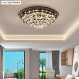 Modern Crystal Ball Led Flush Mount Lamp For Bedroom Ceiling - Black Dome Design