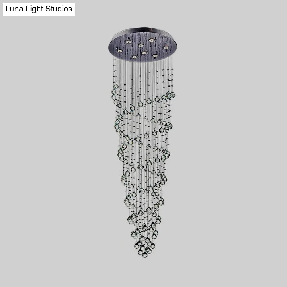 Modern Crystal Beaded Flush Mount Chandelier With 8 Lights In Chrome Finish