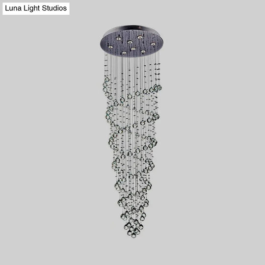 Modern Crystal Beaded Flush Mount Chandelier With 8 Lights In Chrome Finish