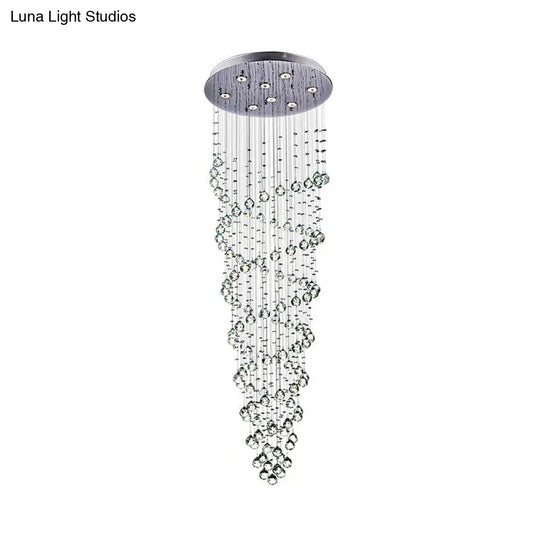 Modern Crystal Beaded Flush Mount Chandelier With 8 Lights In Chrome Finish