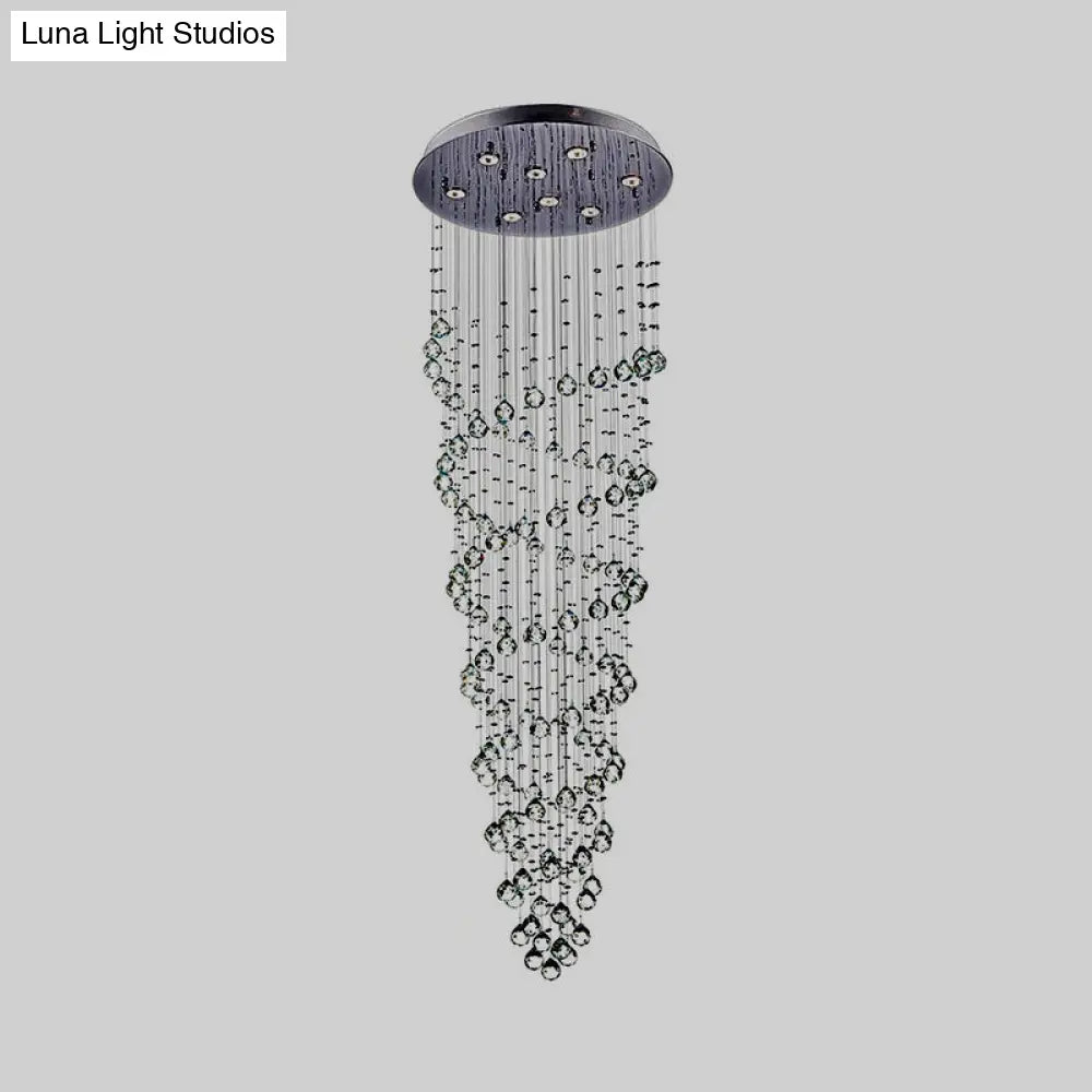 Modern Crystal Beaded Flush Mount Chandelier With 8 Lights In Chrome Finish