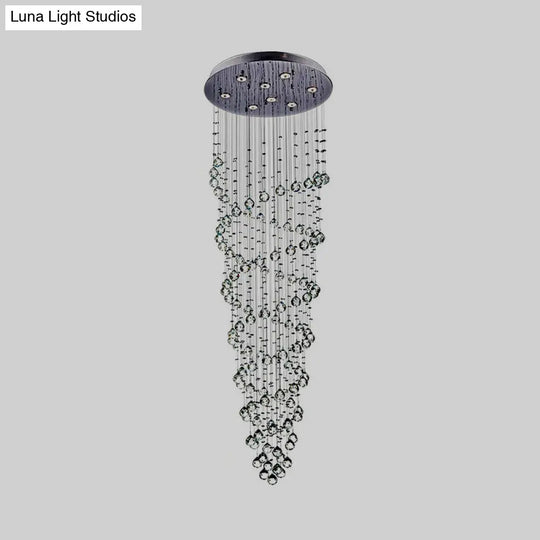 Modern Crystal Beaded Flush Mount Chandelier With 8 Lights In Chrome Finish