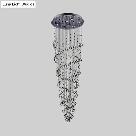 Modern Crystal Beaded Flush Mount Chandelier With 8 Lights In Chrome Finish