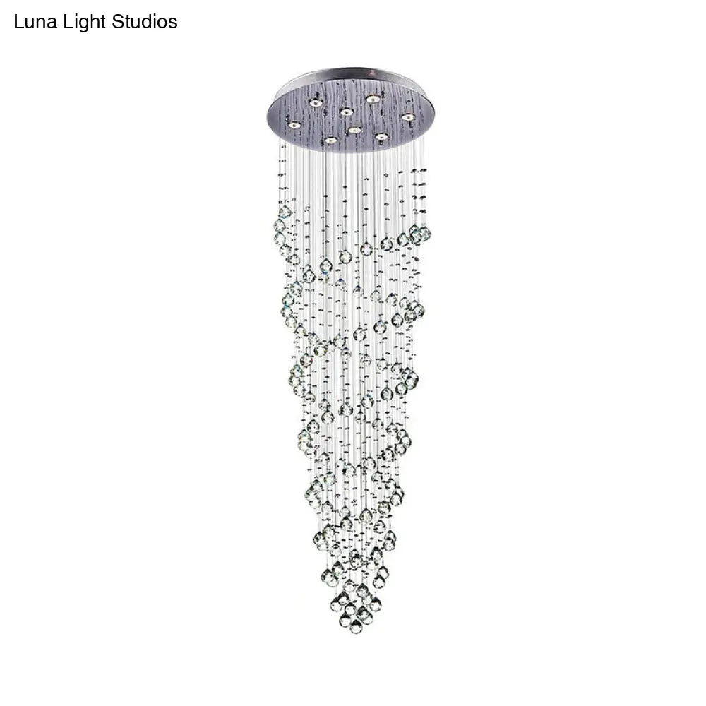 Modern Crystal Beaded Flush Mount Chandelier With 8 Lights In Chrome Finish