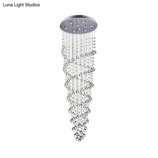 Modern Crystal Beaded Flush Mount Chandelier With 8 Lights In Chrome Finish