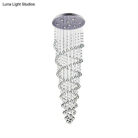 Modern Crystal Beaded Flush Mount Chandelier With 8 Lights In Chrome Finish
