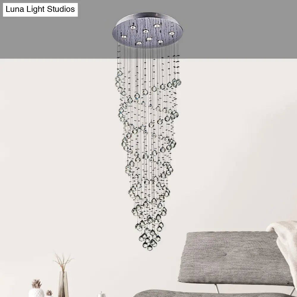 Modern Crystal Beaded Flush Mount Chandelier With 8 Lights In Chrome Finish