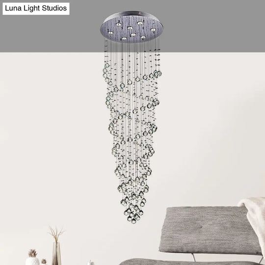Modern Crystal Beaded Flush Mount Chandelier With 8 Lights In Chrome Finish