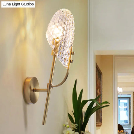 Modern Crystal Beveled Shade Wall Sconce Light - Elegant Brass 1-Light Fixture For Hallway