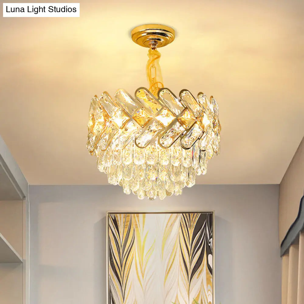 Modern Crystal Block Ceiling Lamp Chandelier Pendant Light - Gold 5/7-Head Design