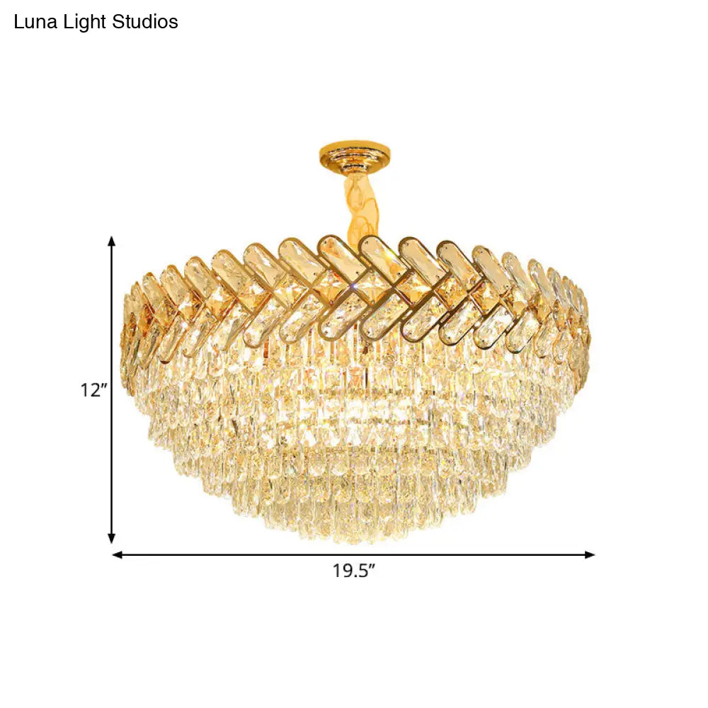 Modern Crystal Block Ceiling Lamp - Gold Chandelier Pendant Light