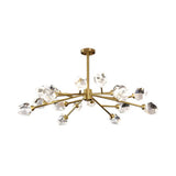 Modern Crystal Block Chandelier: Stylish 6/15/18 Lights Ceiling Pendant In Brass 18 /