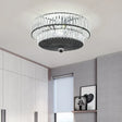 Modern Crystal Block Drum Flushmount Lamp With 4 Lights In Black
