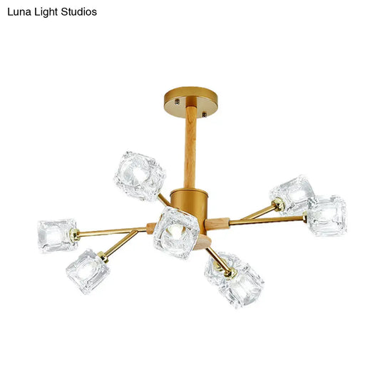 Modern Crystal Branch Chandelier With Gold/Grey Finish - 8/12 Bulbs Hanging Light Fixture