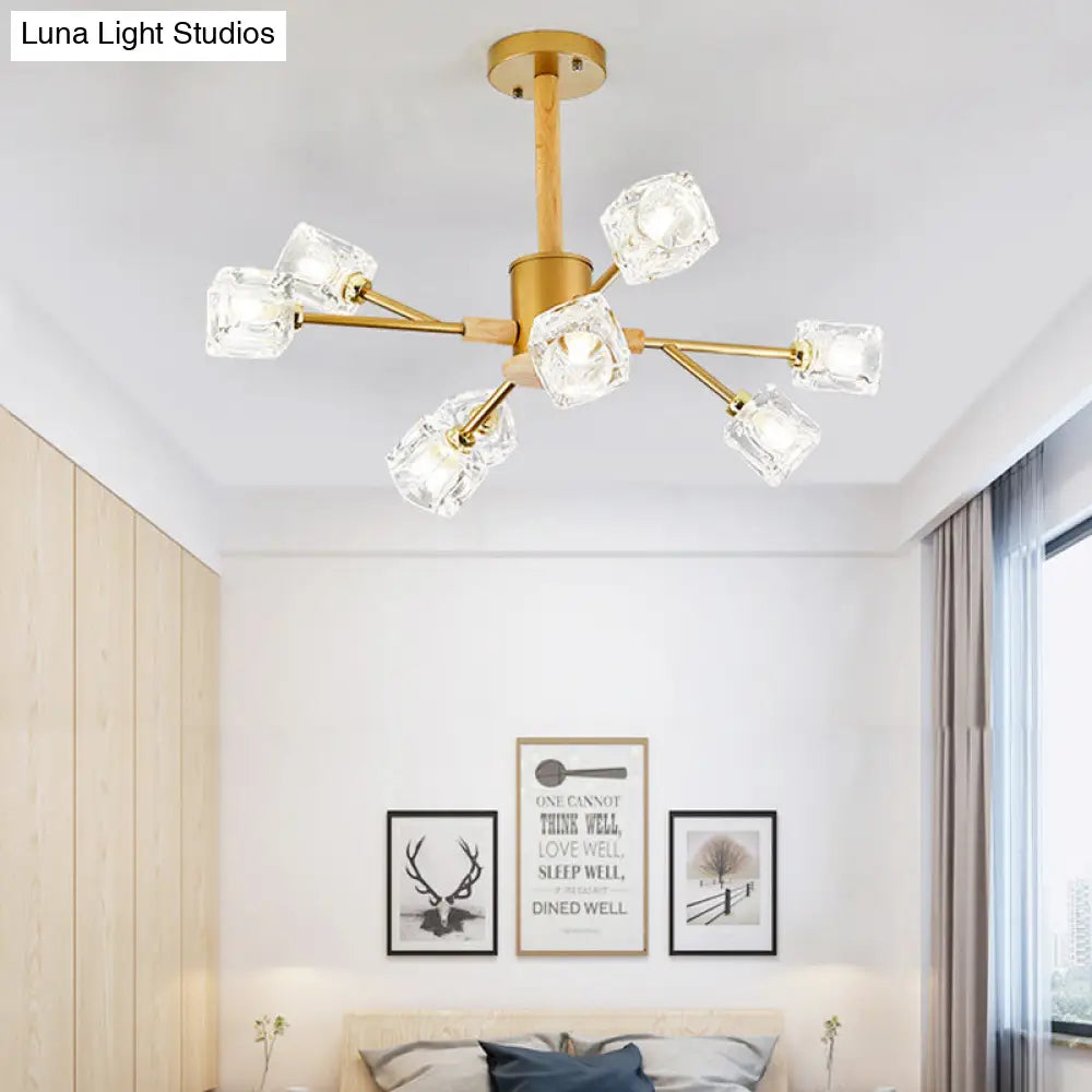 Modern Crystal Branch Chandelier With Gold/Grey Finish - 8/12 Bulbs Hanging Light Fixture