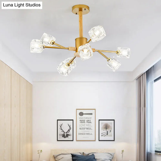 Modern Crystal Branch Chandelier With Gold/Grey Finish - 8/12 Bulbs Hanging Light Fixture