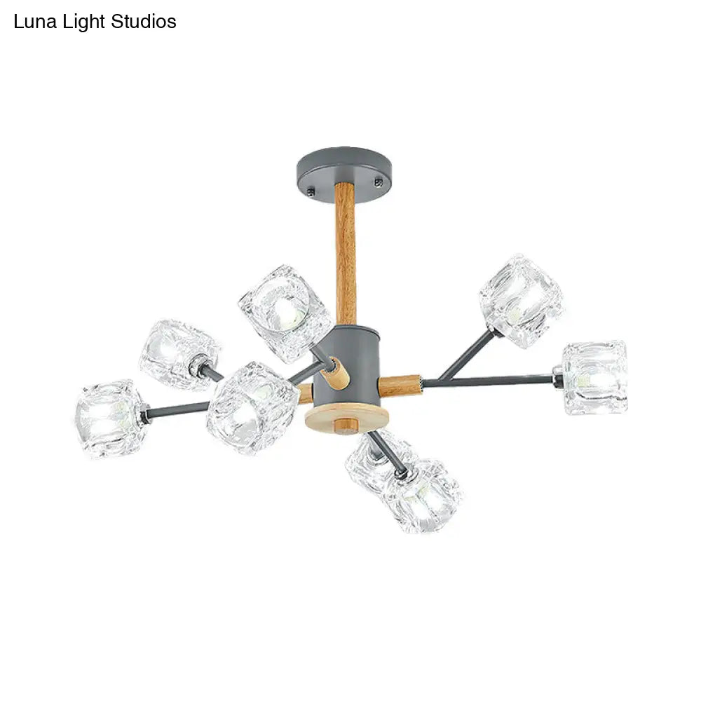 Modern Crystal Branch Chandelier With Gold/Grey Finish - 8/12 Bulbs Hanging Light Fixture