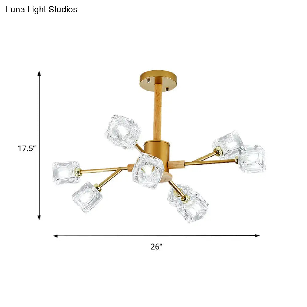 Modern Crystal Branch Chandelier With Gold/Grey Finish - 8/12 Bulbs Hanging Light Fixture
