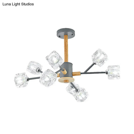 Modern Crystal Branch Chandelier With Gold/Grey Finish - 8/12 Bulbs Hanging Light Fixture