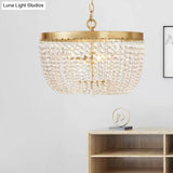 Modern Crystal Brass Dome Chandelier - Wide 16/19.5 3/5 Bulbs Hanging Ceiling Light