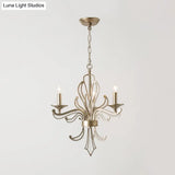 Modern Crystal Candle Chandelier: Gold Pendant Lighting Fixture For Bedroom (3/6 Bulbs)