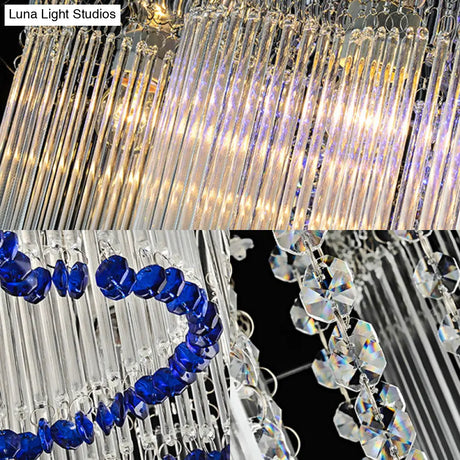 Modern Crystal Ceiling Lamp With Loving Heart Design - 3/5 Lights Blue