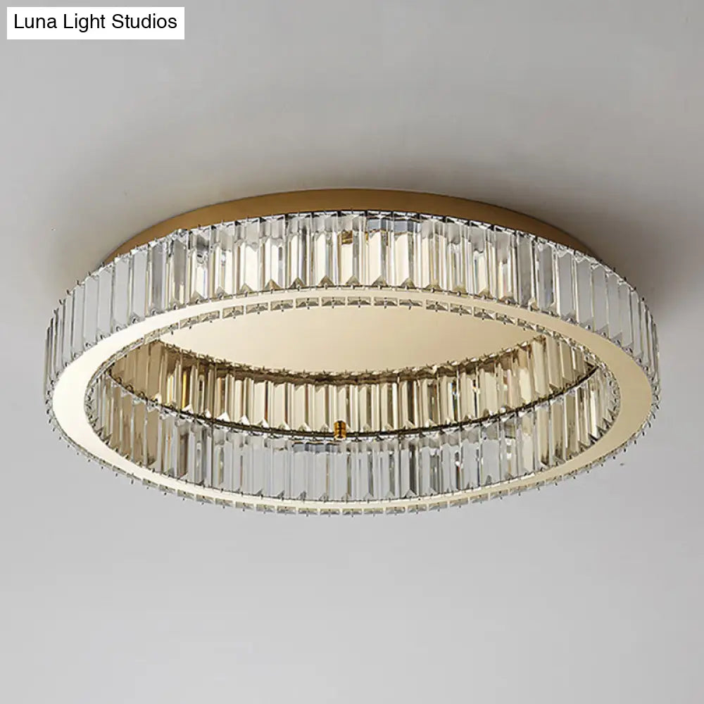 Modern Crystal Chandelier Flush Mount Ceiling Light For Living Room