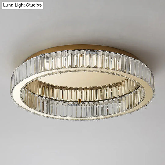 Modern Crystal Chandelier Flush Mount Ceiling Light For Living Room