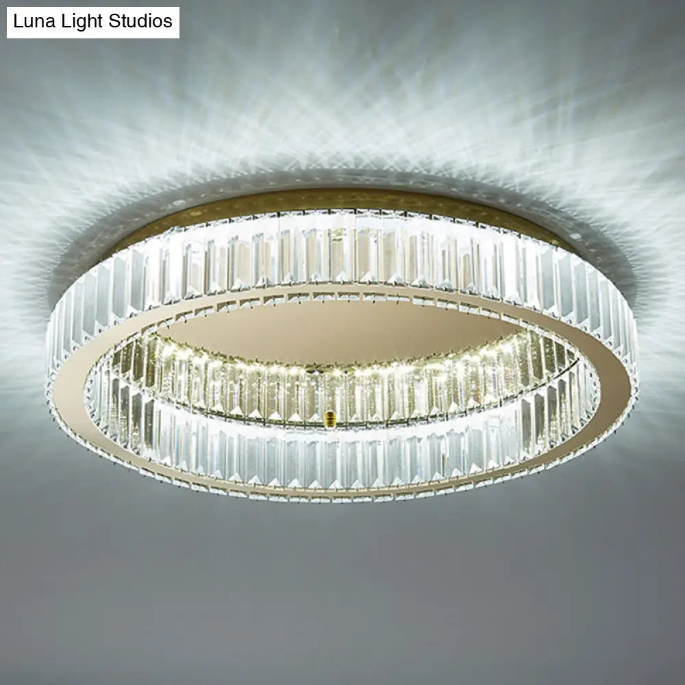 Modern Crystal Chandelier Flush Mount Ceiling Light For Living Room